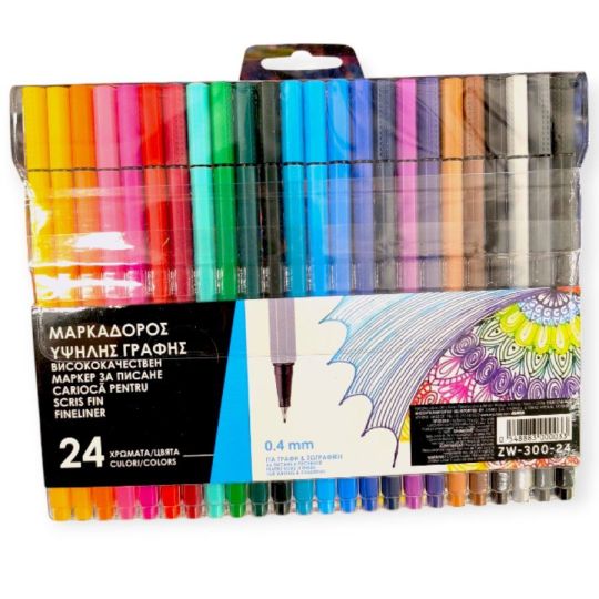 Fineliner filctoll készlet – 24 élénk színű