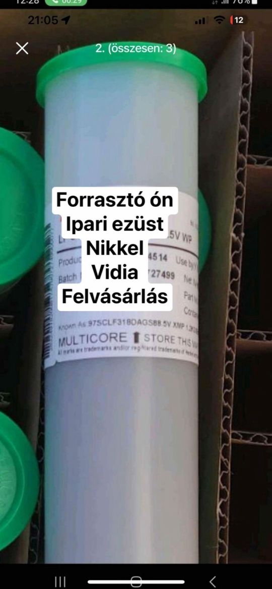 Forrasztó ón, ipari ezüst vétel
