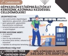 Gépkezelő-gépbeállító felvétel Celldömölkön.