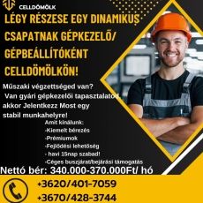 Gépkezelői-gépbeállítóikat felveszünk Vas vármegyébe!