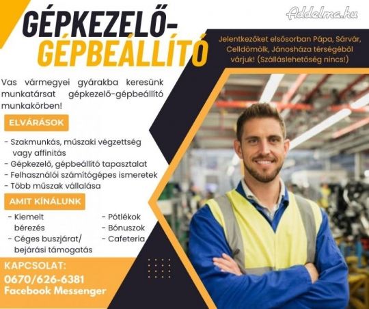 Gépkezelő-gépbeállító