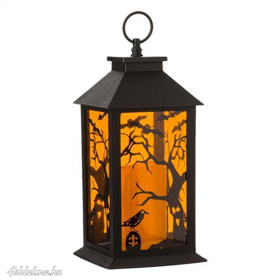 Halloween dekoratív lámpás fekete denevérek 14x14x28cm