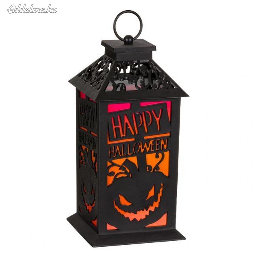 Halloween dekoratív lámpás fekete tök 14x14x28cm
