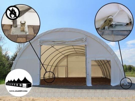 Hangár 9,15x10m 4,5m magas / 720g/m2 PVC / Tűzálló