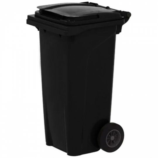 Háztartási kuka 120L-es, szürke, kerekes, műanyag