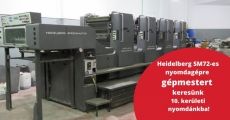 Heidelberg SM72-es nyomdagépre gépmestert keresünk!