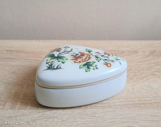 Hollóházi porcelán ékszertartó bonbonier tál
