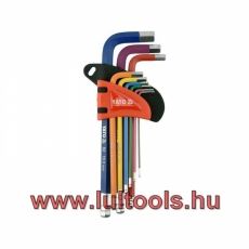 Hosszú gömbfejű imbuszkulcs készlet 9 részes 1,5 - 10 mm S2 YATO