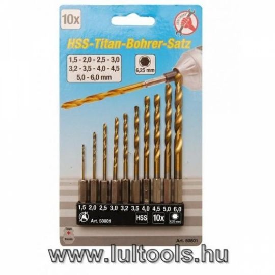 HSS fúrókészlet titánnal ötvözött nitrátozott Ø 1,5 - 6 mm