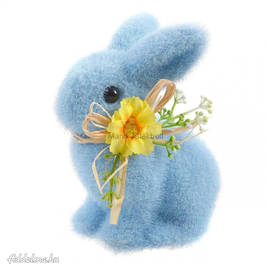 Húsvéti dekoratív nyuszi kék 14 cm