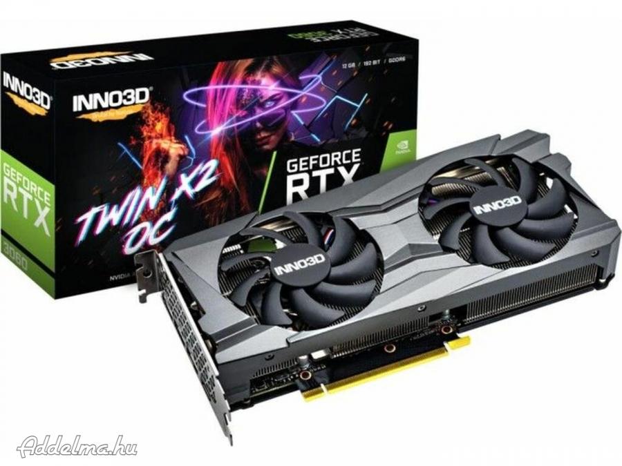 INNO3D GEFORCE RTX 3060 TWIN X2 OC LHR, 12GB GDDR6 új, garis