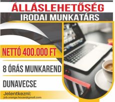 Irodai álláslehetőség - Dunavecse