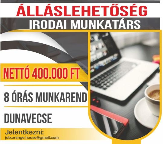 Irodai álláslehetőség - Dunavecse