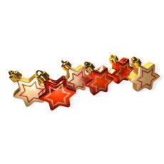 Karácsonyfadísz csillag szett – vörös és pezsgő díszek (6 db,