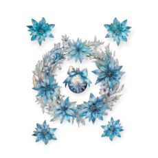 Karácsonyi ablakmatrica koszorúval és gömbökke