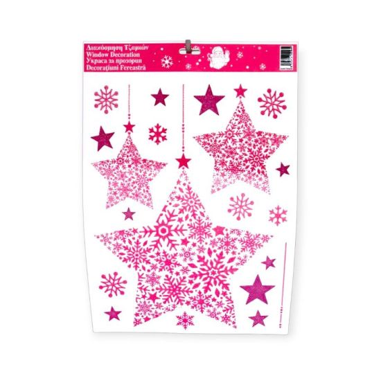 Karácsonyi ablakmatrica nagy rózsaszín csillag 30x38cm