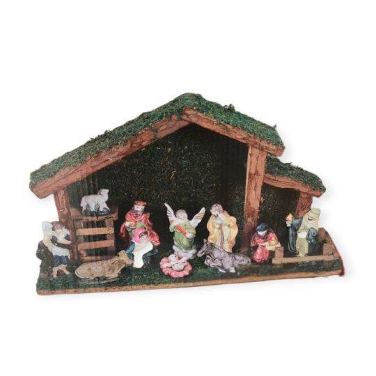 Karácsonyi betlehem 11 porcelán figurával – 39x15x23 cm