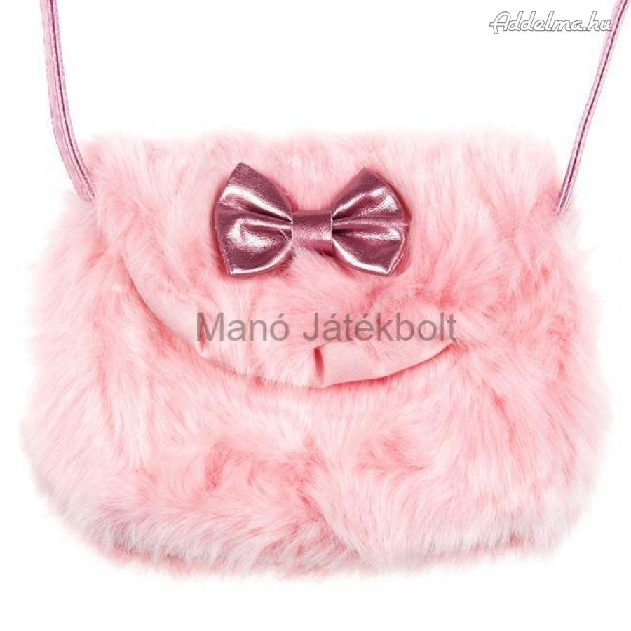 Kislány szőrös divat táska rózsaszín 17 cm