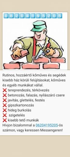 Kőműves és egyéb munkákat vállalunk!