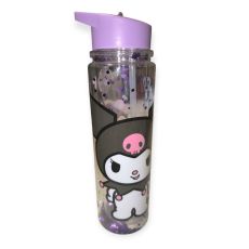 Kuromi kulacs 500 ml – átlátszó duplafalú lila csillámos