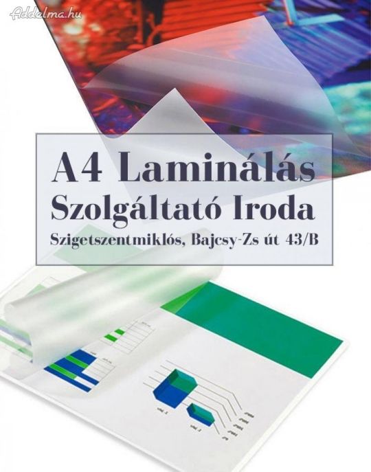 Laminálás A/4 és A/3 méretben Szigetszentmiklós, Szigethalom