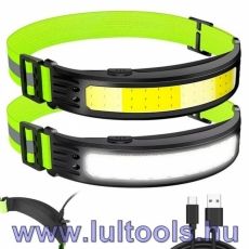 LED fejlámpa, COB tölthető akkuval - fényvisszaverő LUL