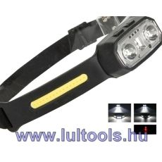LED fejlámpa, COB, tölthető akkuval