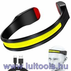LED fejlámpa, COB+ XPE, 350 Lumen tölthető akkuval