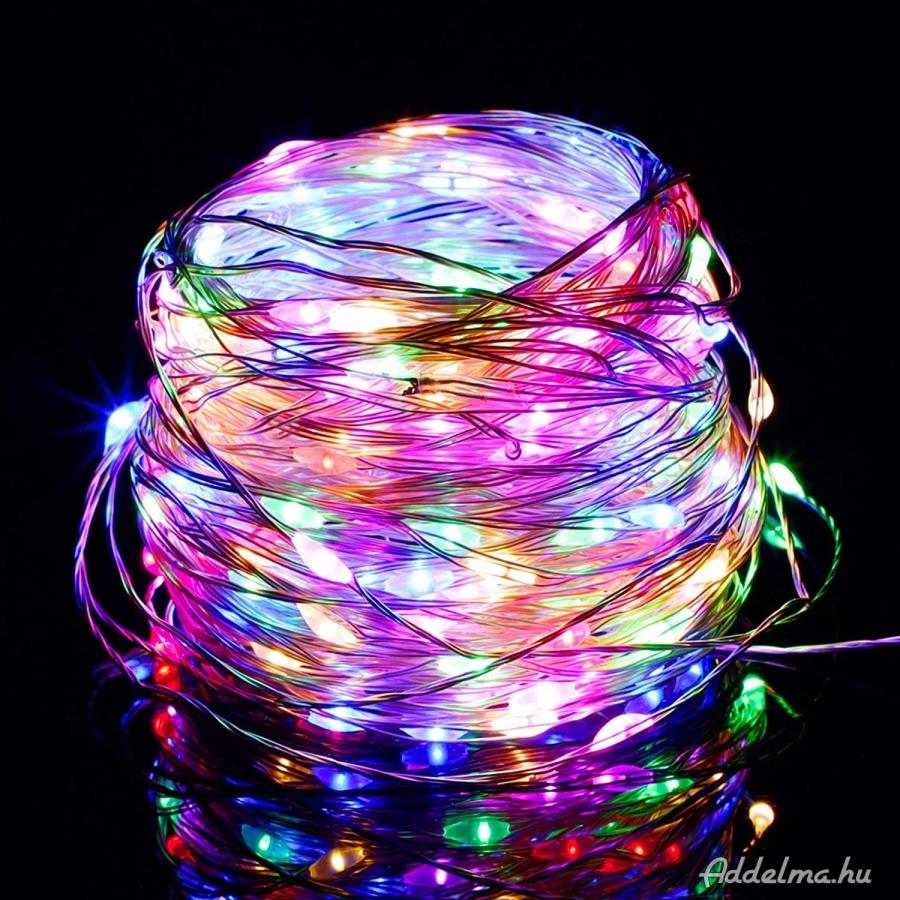 LED karácsonyi izzó égő RGB USB hangulatfény 10m 100LED