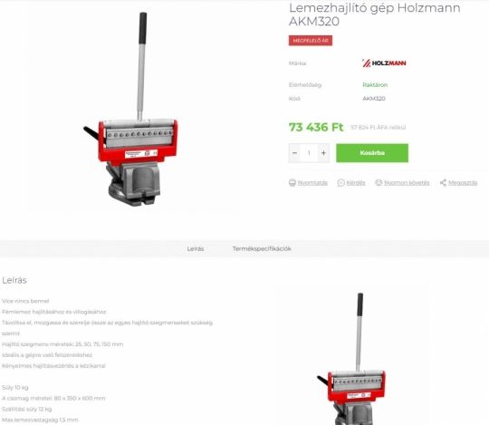 Lemezhajlító gép Holzmann AKM320