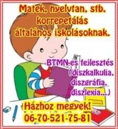 Matek, nyelvtan korrepetálás, fejlesztés