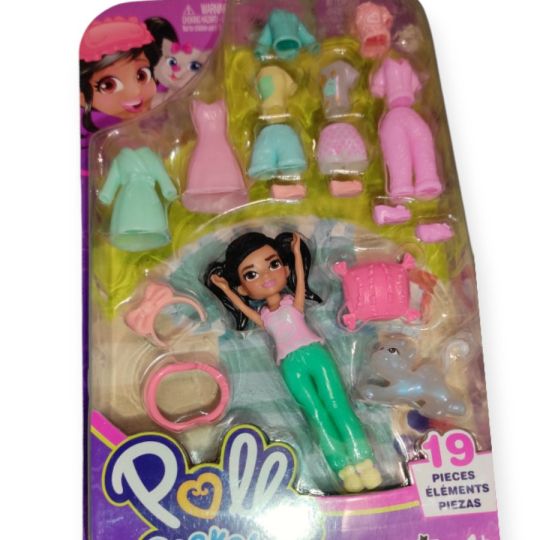 Mattel Polly Pocket - Fekete hajú baba és kedvenc cica