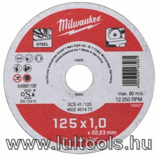 Milwaukee Vágókorong fémhez Wscs41/ 125 x 1 mm,.,...,.,