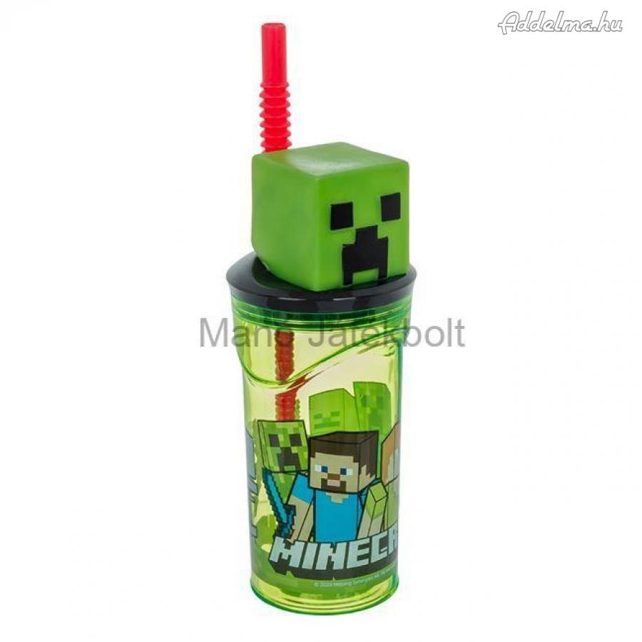 Minecraft 3D szívószálas pohár 360 ml