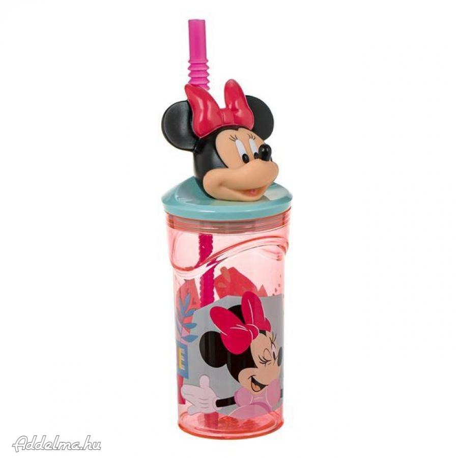 Minnie 3D műanyag szívószál pohár 360ml