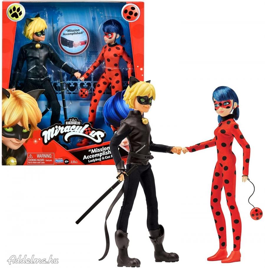 Miraculous Katicabogár Ladybug és Cat Noir baba szett Bandai