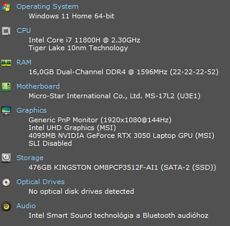 MSI GF76 - 11UC gamer laptop