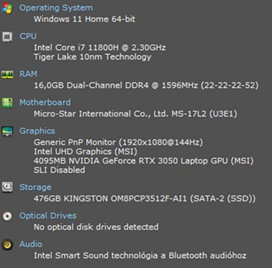 MSI GF76 - 11UC gamer laptop