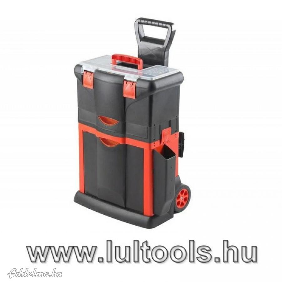 Műanyag guruló koffer, húzó fogantyú 460x330x660mm