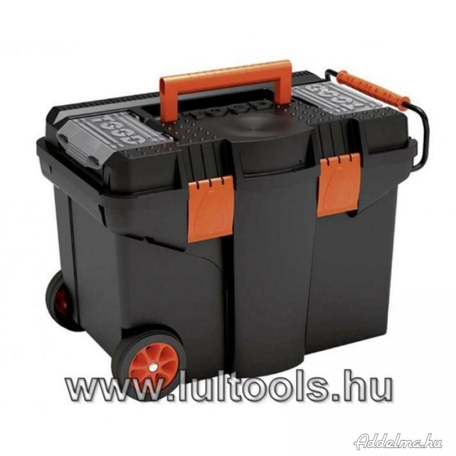 Műanyag guruló koffer, húzó fogantyú 580x380x410mm