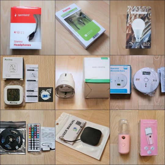 Műszaki1: fejhallgató fülhallgató dugalj füstérzékelő led