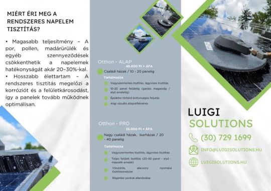 Napelem tisztítás, karbantartás, telepítés és bővítés