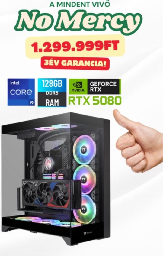 NO MERCY (Intel I9 14900KF/128GB DDR5/2TB NVME SSD/RTX 5080 16GB/1000W