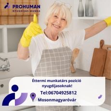 Nyugdíjasoknak konyhai pozíció