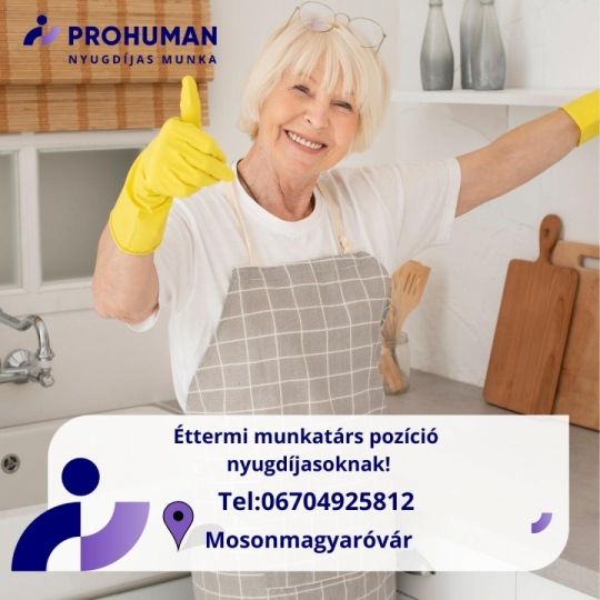 Nyugdíjasoknak konyhai pozíció