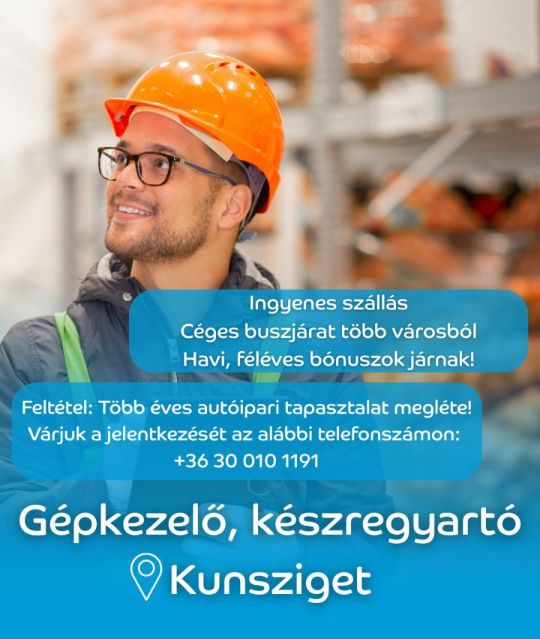 Operátor, összecsomagoló munkatársat keresünk Kunszigetre!
