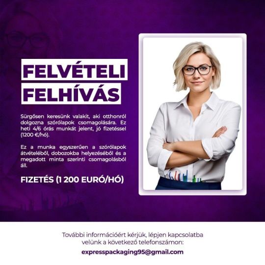 Otthoni állásajánlat/szórólap csomagolás