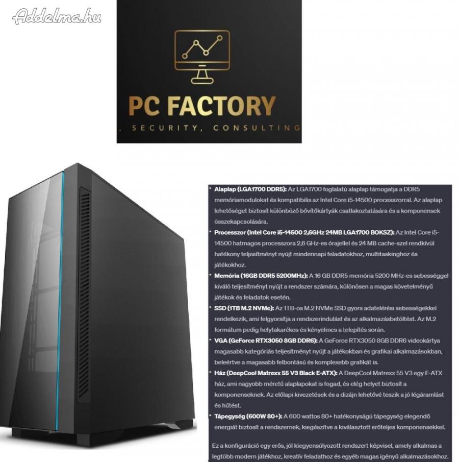 PC FACTORY 14.GEN GAMER 01 (I5 14500/16GB DDR5/1TB M.2 NVME/RTX3050/60