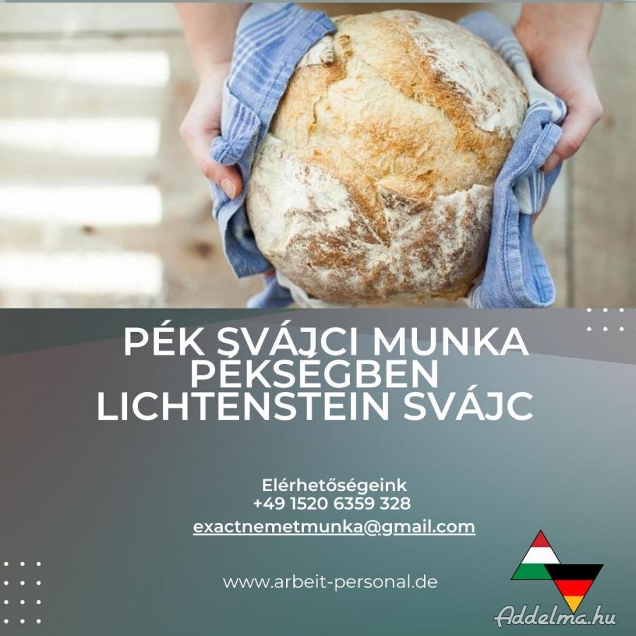 Pék svájci munka pékségben Lichtenstein Svájc