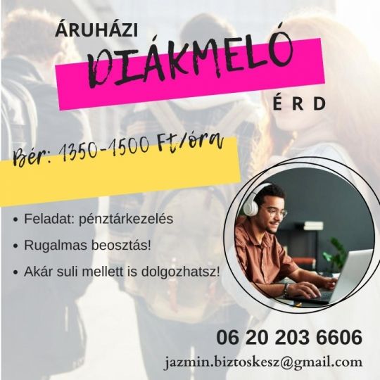 Pénztáros Diákmeló Érden